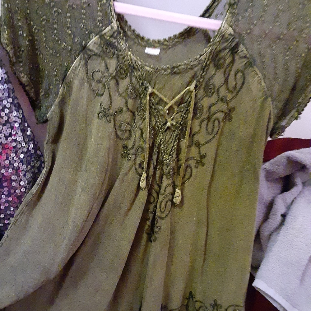 Green Boho top